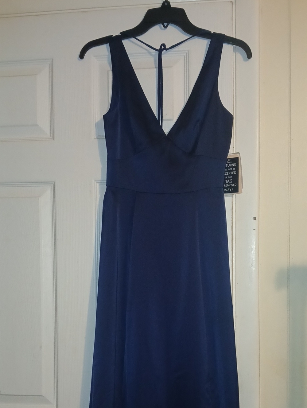 Sleeveless V-Neck Navy Maxi Dress